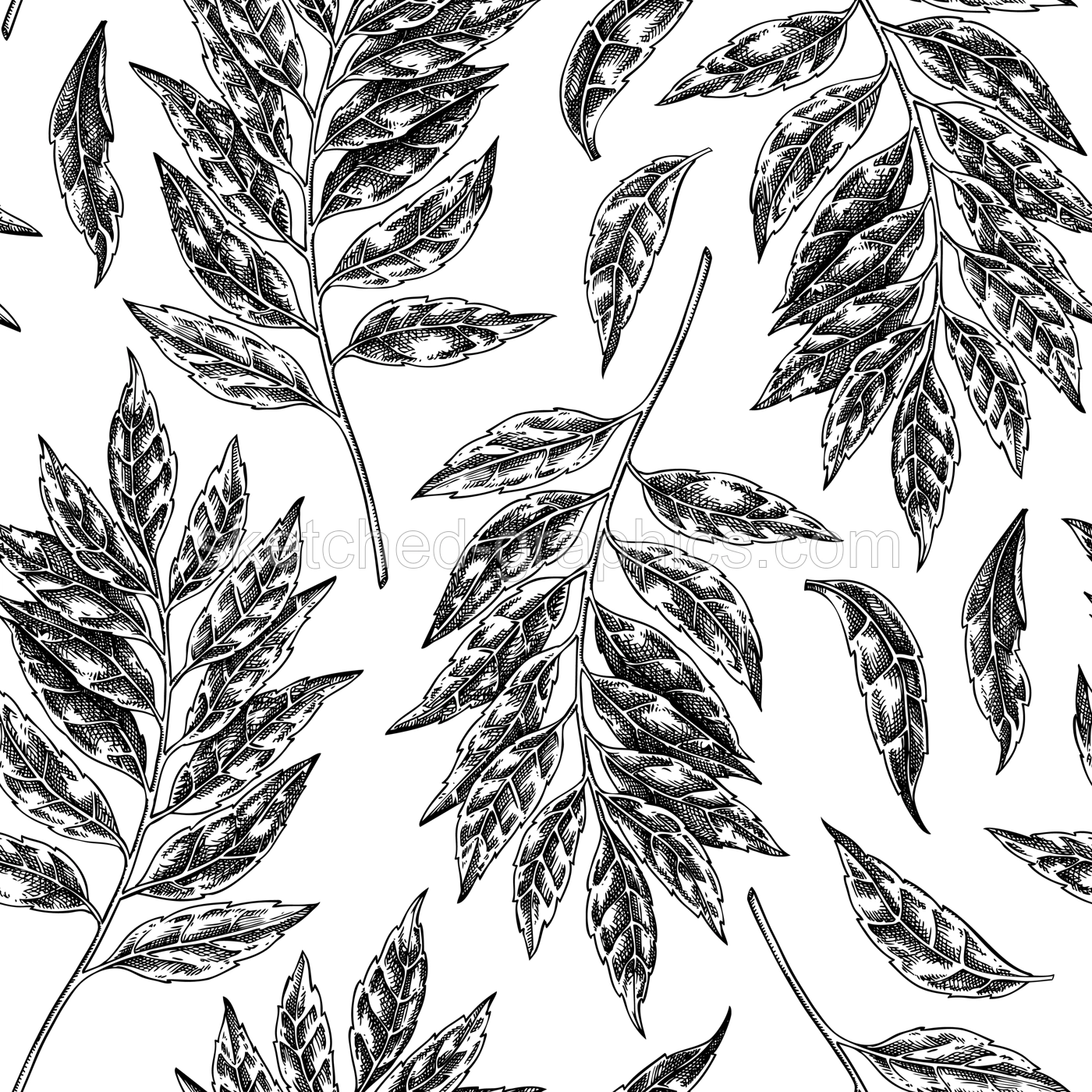Curry plant seamless pattern. Kitchen spice sketches. Indian herbs and spices background. Hand-drawn vector illustration. NOT AI generated Illustration